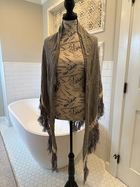 rag & bone Neutral Gray Linen-Silk Blend Top